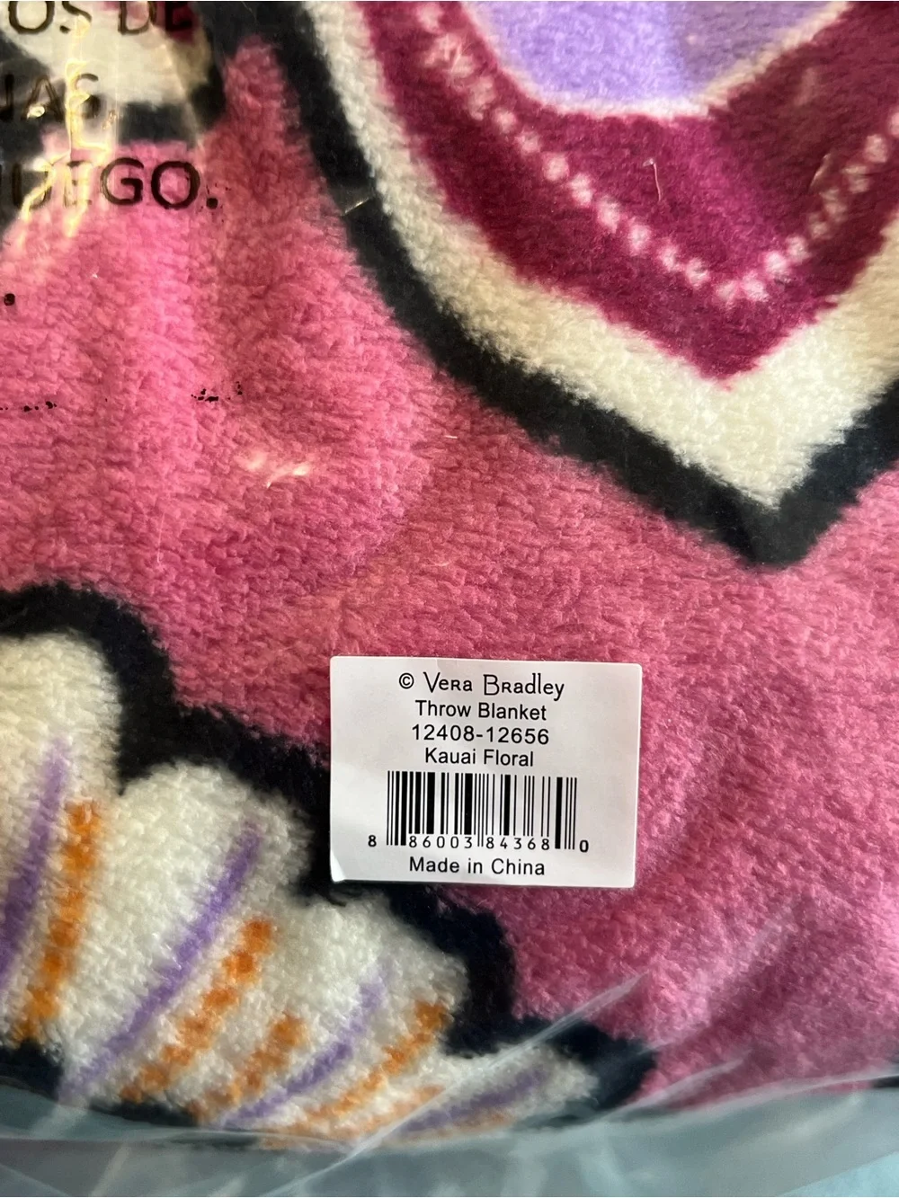 Vera Bradley Purple Multi Floral Plush Throw Blanket